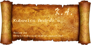 Kubovics András névjegykártya