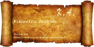 Kubovics András névjegykártya
